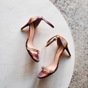 Stuart Weitzman Nunaked Metallic Multi-Color Heels